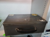 ROCKAWAY METAL HIDEAWAY BOX WITH KEY. IS SOLD AS IS WHERE IS WITH NO GUARANTEES OR WARRANTY, NO