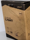 NEW VONT WHITE CLIP ON LIGHT WITH ADJUSTABLE NECK. IS SOLD AS IS WHERE IS WITH NO GUARANTEES OR
