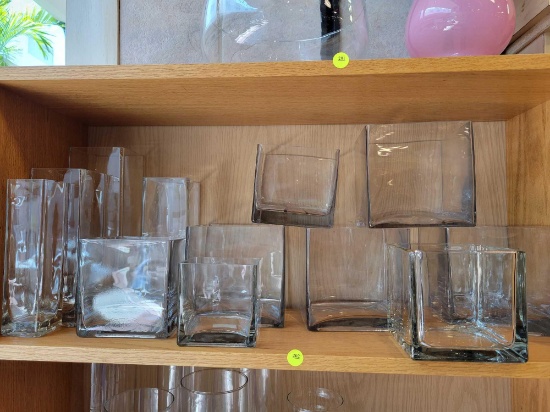 SQUARE GLASS VASE/CONTAINER LOT