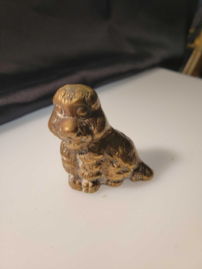 VINTAGE BRASS DOG FIGURINE