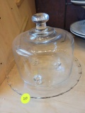 FOOTED CHEESE/ DESSERT PLATE WITH GLASS DOME LID