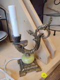 VINTAGE BRASS AND MARBLE SHELF LAMP