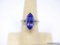 18K WHITE GOLD TANZANITE & DIAMOND RING. ONE POLISHED, STAMPED, AND TESTED 18K WHITE GOLD RING WITH