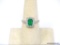 PLATINUM CUSTOM MADE EMERALD & DIAMOND RING. MAIN STONE SPECIFICS - ONE CENTER NATURAL CUT EMERALD