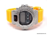 ORANGE & SILVERTONE DIAMOND-SHOCK WRIST WATCH BY KM, MODEL #DS217. 20 BAR WATER RESISTANT. ORIGINAL