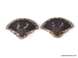 PAIR OF SIAM STERLING SILVER FAN CLIP ON EARRINGS DEPICTING ETCHED DANCERS. NICE DETAILING. MARKED