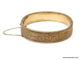 DUNN BROS. VINTAGE 1/20TH GOLD FILLED OVER STERLING SILVER BANGLE BRACELET WITH NICE ENGRAVED FLORAL