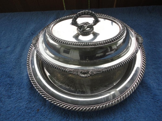 ROGERS OWNED BY ONEIDA SILVER-PLATE PLATTER AND SILVEPLATEE COVERED DISH EGW&s EPNS ALL ITEMS ARE