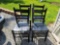 (SHED1) SET OF 4 BLACK PAINTED PLANK BOTTOM LADDER BACK SIDE CHAIRS.
