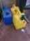 (SHED 2) SET OF 3 GAS CANS, 2 DIESEL CANS 5 GAL, 1 KEROSENE BLUE CAN 5 GAL, PLEASE SEE THE PICTURES