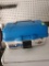 (SHED 2) FLAMBEAU BLUE AND GREY SMALL TACKLE BOX, FILLED WITH FISHING LURES,