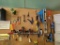 (SHED 3) WALL LOT OF MISC. TOOLS TO INCLUDE: HITACHI PNUEMATIC NAIL GUN, MALCO METER SHEARS, APEX