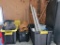 (SHED 3) LOT ON TOP OF CABINET TO INCLUDE: DEWALT TOOL BAG, UGLY TWIST COMMERCIAL GRADE WEED EATING