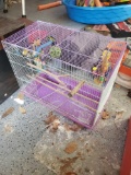 (SHED 1) SMALL BIRD CAGE, PURPLE, COMES WITH USED TOYS