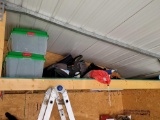 (SHED1) CONTENTS UP IN STORAGE AREA TO INCLUDE: PRELIT ARTIFICIAL CHRISTMAS TREE WITH 2 TUBS