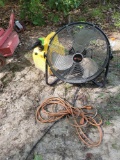 (CUT) 2 PIECE LOT TO INCLUDE: SCEPTER YELLOW 5 GALLON PLASTIC GAS CAN AND A BLACK METAL UTILITECH