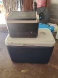 (SHED 2) 2 COOLER LOT, COLMAN WHITE AND BLUE COOLER WITH 2 CUP HOLDER