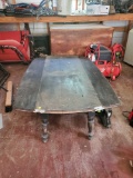 (SHED 2) BLACK DROPSIDE COFFEE TABLE, HAS HOT GLUE ON EACH CORNER,