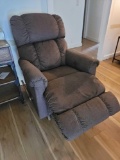 (LR) LAY-Z-BOY BROWN UPHOLSTERED MANUAL RECLINER. MEASURES APPROX. 31