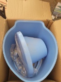 (SHED 3) PORTABLE BLUE PLASTIC CAMPING TOILET IN BOX.