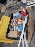 (SHED 3) TUB LOT FILLED WITH MISC. TO INCLUDE: CAULK, GORILLA CLUE, MISC. SCREWS, MISC. DRILL BITS,