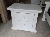 (BED3) AMERICAN WOOD CRAFTERS WHITE WOODEN TWO DRAWER NIGHT STAND.