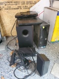 (SHED 1) ELECTRONICS LOT, VIZIO SUBWOOFER WITH 2 SMALL SPEAKERS, SONY DVD PLAYER, HP PAVILION