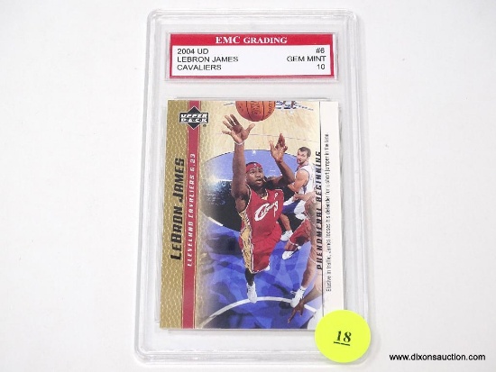 GRADED 2004 UPPER DECK BASEBALL CARD OF LEBRON JAMES WHO PLAYED FOR THE CLEVELAND CAVALIERS AT THE