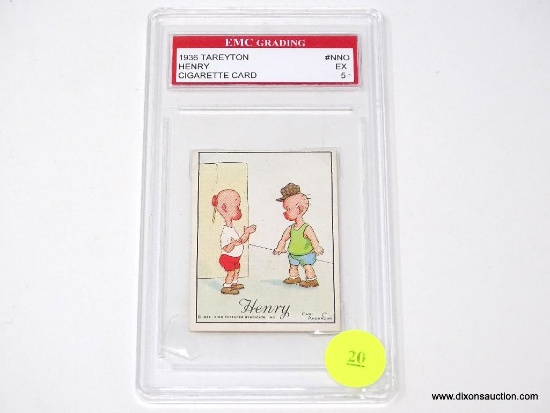GRADED 1936 TAREYTON "HENRY" CIGARETTE CARD. ON THE BACK IT READS "A CORK TIP DOESN'T STICK TO THE