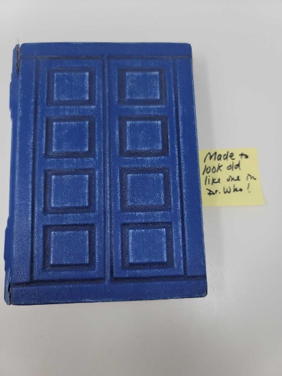 REPRODUCTION OF A DR WHO JOURNAL, BOOK IS IN BLUE, MADE TO LOOK OLD LIKE THE ONE IN DR. WHO.