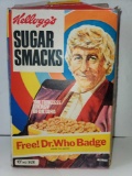 DOCTOR WHO KELLOGG'S SUGAR SMACKS CEREAL BOX FROM 1971. BOX IS DAMAGED AND FILLED WITH FOAM