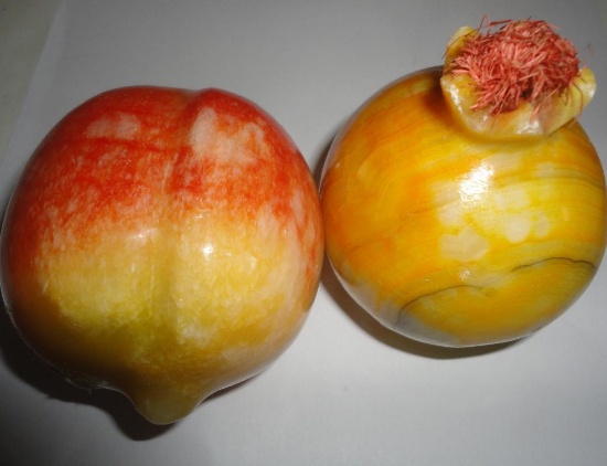 2 PIECES OF MARBLE ? ONION AND NECTARINE ALL ITEMS ARE SOLD AS IS, WHERE IS, WITH NO GUARANTEE OR