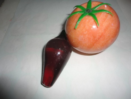 MARBLE TOMATO AND MARBLE PEPPER ALL ITEMS ARE SOLD AS IS, WHERE IS, WITH NO GUARANTEE OR WARRANTY.