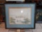 FRAMED PRINT OF A POND WITH BIRDS FLYING, SIGNED BY THE ARTIST MEGAN #74, MEASUREMENTS ARE
