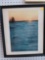 FRAMED PRINT OF SUNSET OVER WATER , SIGNED BY DENNIS STOCK, MEASUREMENTS ARE APPROXIMATELY 15 ON X