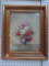 GOLD TONE FRAMED FLORAL PRINT, MEASUREMENTS ARE APPROXIMATELY 15 1/2 IN X 18 IN.