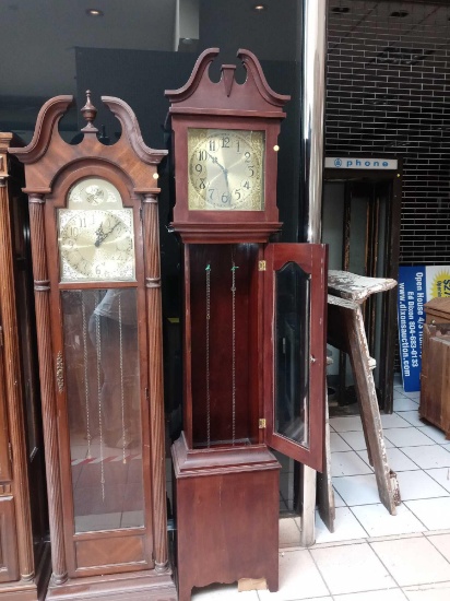 COLONIAL MFG GRANDFATHER CLOCK MEASUREMENTS ARE APPROXIMATELY 13 IN X 9 IN X 89 IN.