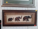 WOODEN FRAMED ELEPHANT SHADOW BOX WALL HANGING DECOR