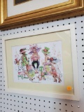 Framed And Matted Illustration l, Showering You With Joy... Baby Shower Gift, 15 1/4