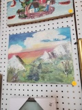 Unframed Canvas Painting, Mountain Scene, Unsigned, 14