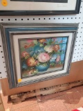 Framed Painting On Canvas, Floral Still Life, Signed By Adams, 14 3/4