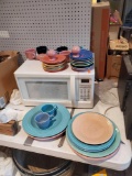 Box Lot of Fiesta Ware, Approx 35 PCS. Plates, Bowls, Cups, Saucers, S&P Shakers, Please see the