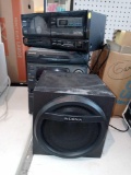 LOT OF STEREO EQUIPMENT TO INCLUDE, INSIGNIA SPEAKER, AIWA 3CD DISC DIRECT CONVERTER, YORX DIGITAL