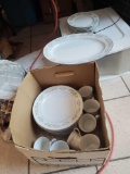 Approx 25 Pcs Fine China Set, Floral Rimmed, Pladder, Dinner Plates, Cups, And Saucers, Please see