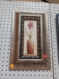 GOLD TONE FRAMED FLORAL PRINT, MEASUREMENTS ARE APPROXIMATELY 6 IN X 13 IN.