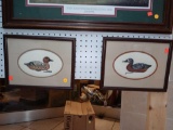 PAIR OF WOODEN FRAMED CROSS STITCH DUCKS, MEASUREMENTS ARE APPROXIMATELY 13 IN X 10 IN. (BOTH)