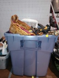 BOX LOT OF ASSORTED ITEMS TO INCLUDE, QUICK GRIP TOOL, FIREPLACE TOOLS, WICKER BASKET, ETC.