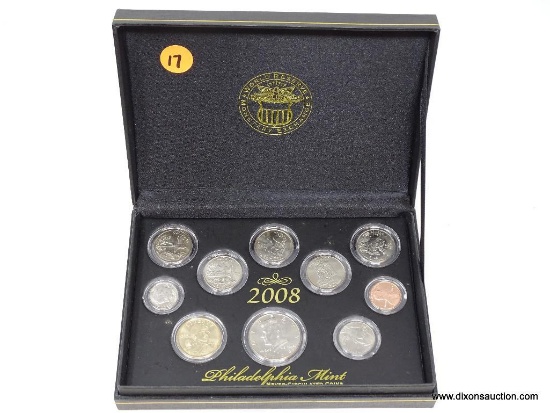 BOX OF (10) 2008 PHILADELPHIA MINT COINS.