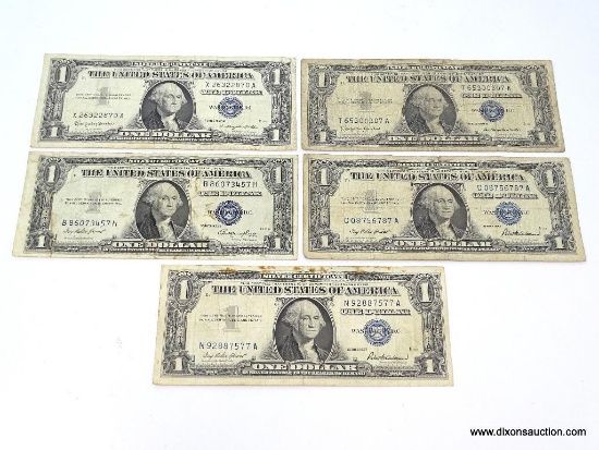 SHEET WITH (4) ONE DOLLAR SILVER CERTIFICATES. 2-1957-B, 1957, 1935-E