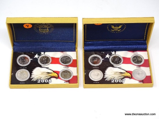 2 BOXES OF 2007 & 2008 STATE QUARTERS ($2.50 FACE)